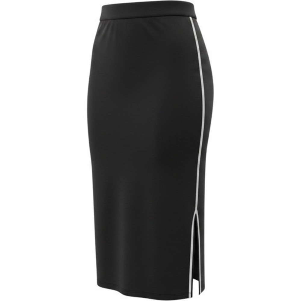 Hema Black Bodycon Midi Skirt Side Stripe Sporty Chic White Slit Size S